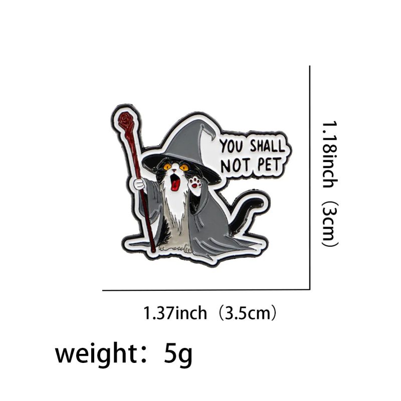 Cute Wizard Cat Enamel Pin – Funny Witch Badge - Image 2