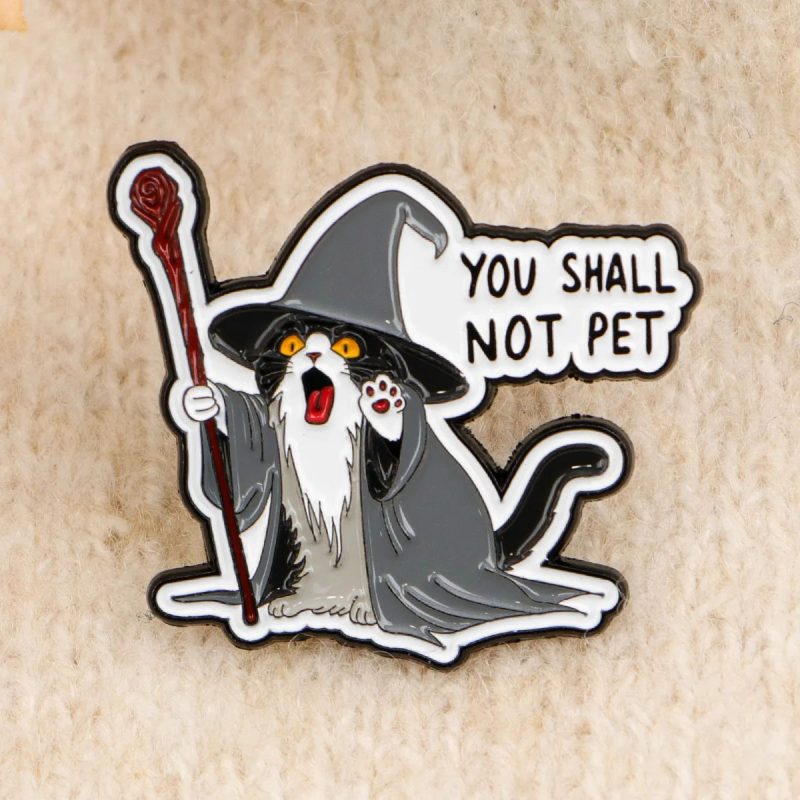 Cute Wizard Cat Enamel Pin – Funny Witch Badge - Image 3