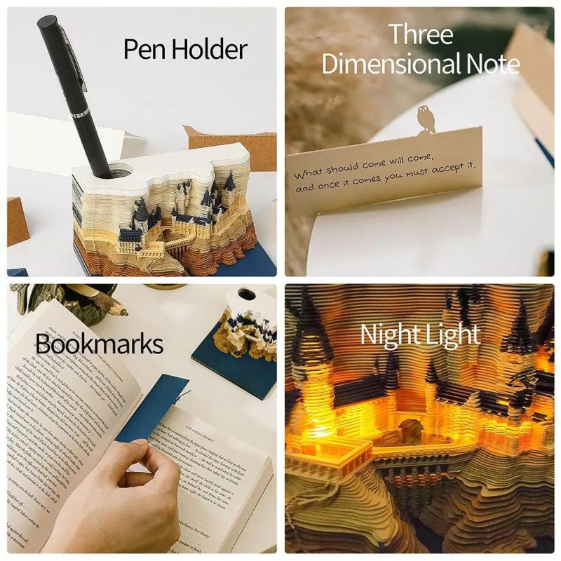 Magic Castle 3D Notepad with 2025 Calendar & LED Light - Image 6