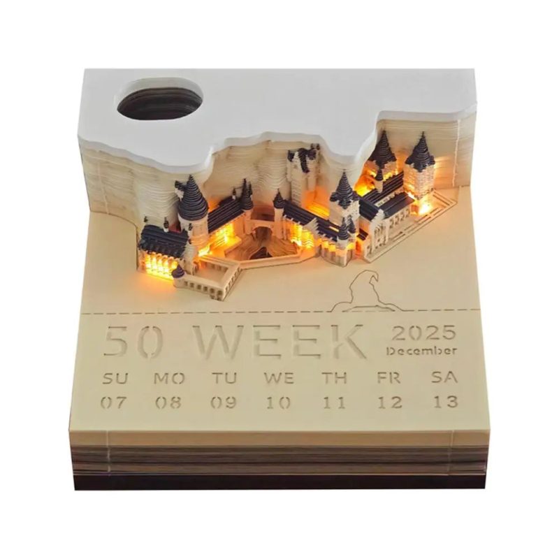 Magic Castle 3D Notepad with 2025 Calendar & LED Light - Image 8