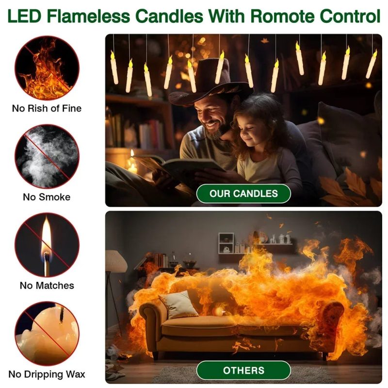 Floating LED Candles with Magic Wand Remote - Image 2